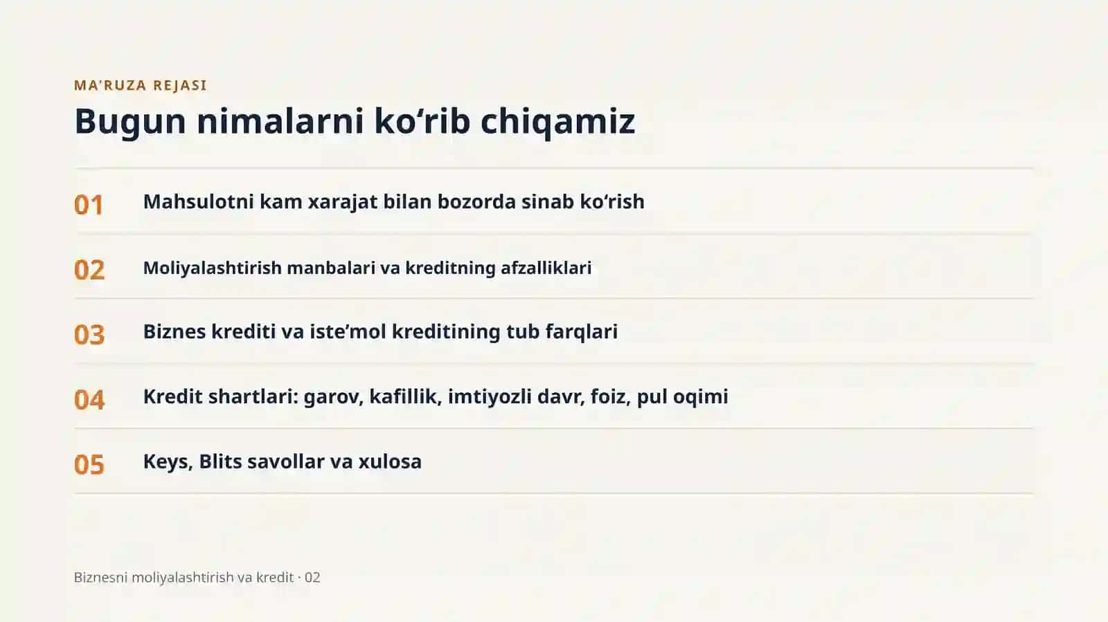 MA’RUZA · TADBIRKORLIK ASOSLARI 2
