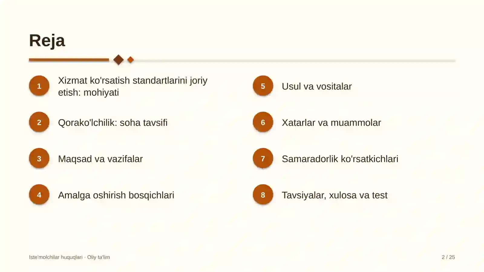 qorako'lchilikda iste'molchilarga xizmat ko'rsatish standartlarini joriy etish 4652 2
