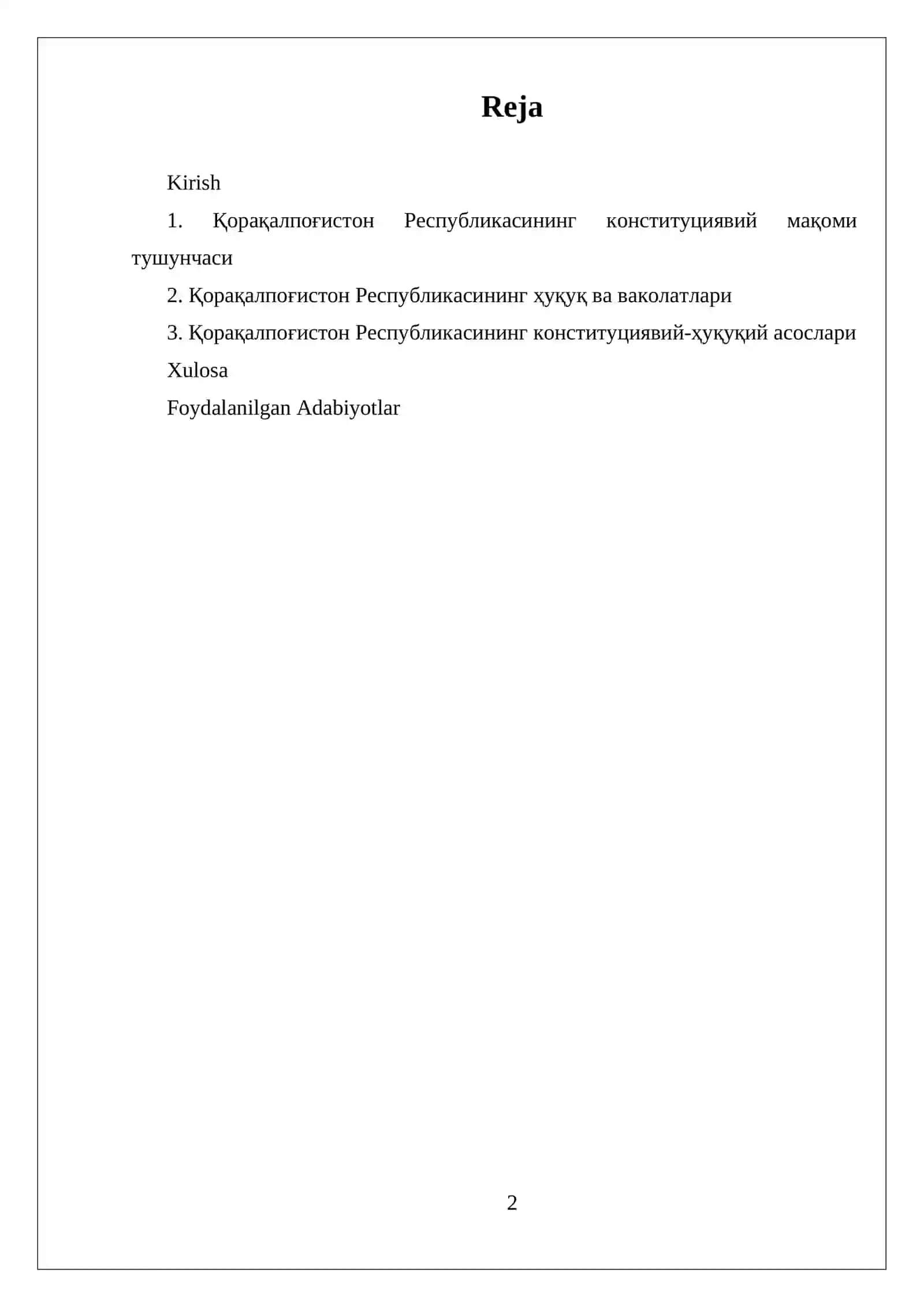 КОРАКОЛПОК РЕСПУБЛИКАСИ КОНСТИТУЦИЯВИЙ МАКОМИ. КОНИСТИТУЦИЯВИЙ ХУКУК 2