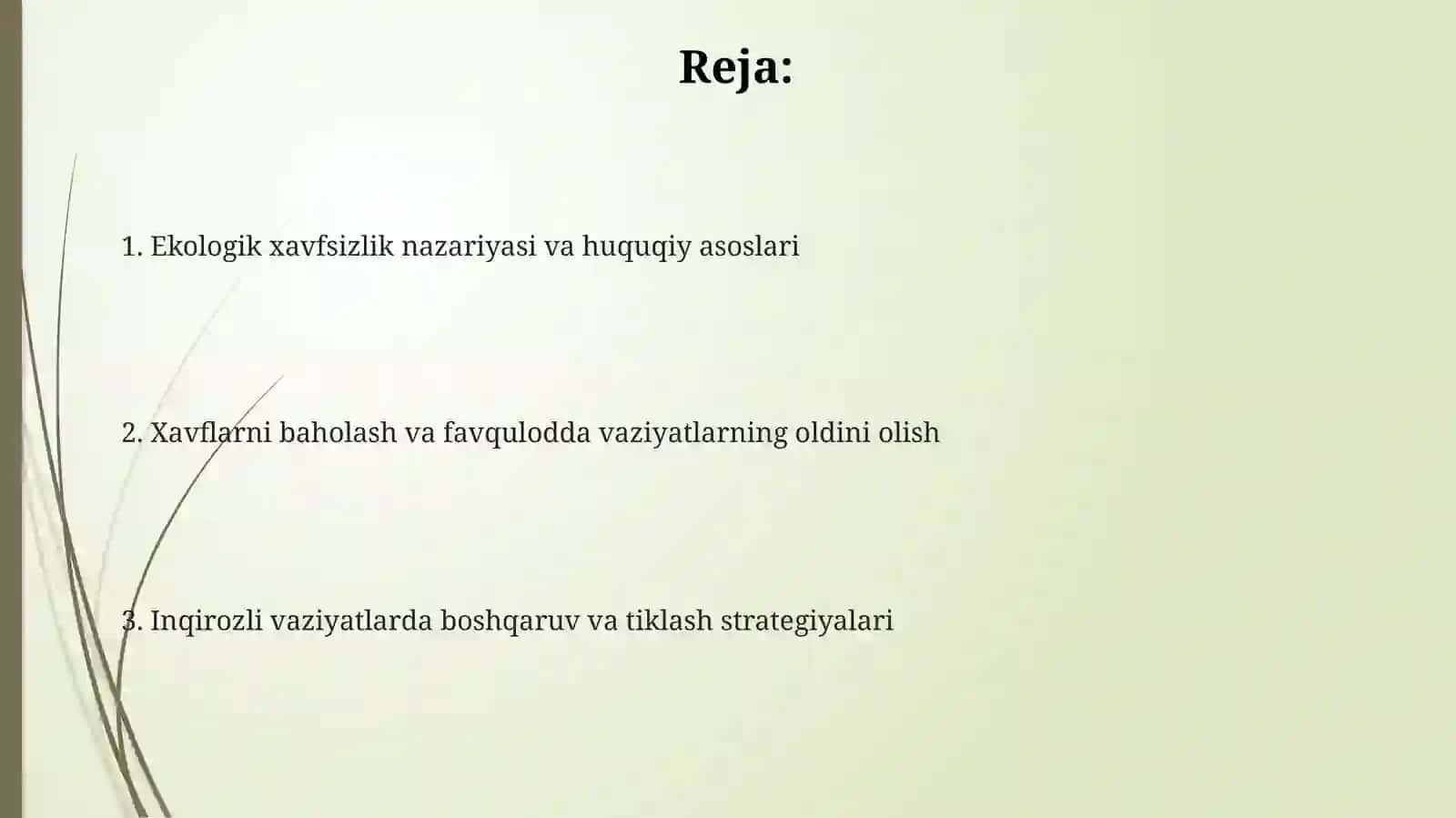 Ekologik xavfsizlik va favqulodda vaziyatlar 2
