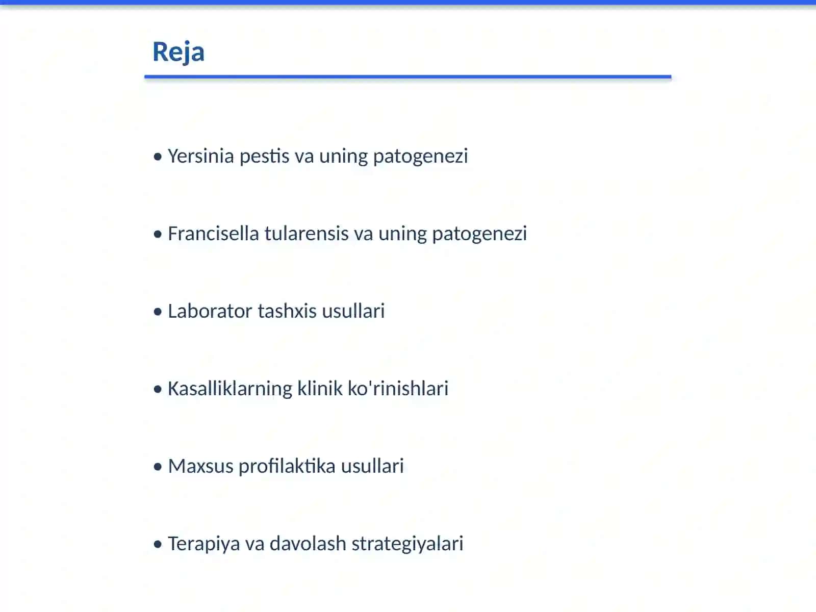 Yersinia pestis, Francisella tularensis keltirib chiqargan kasalliklar patogenezi,laborator tashhisi.Maxsus profilaktika va terapiyasi Mikrobiologiya fani 2