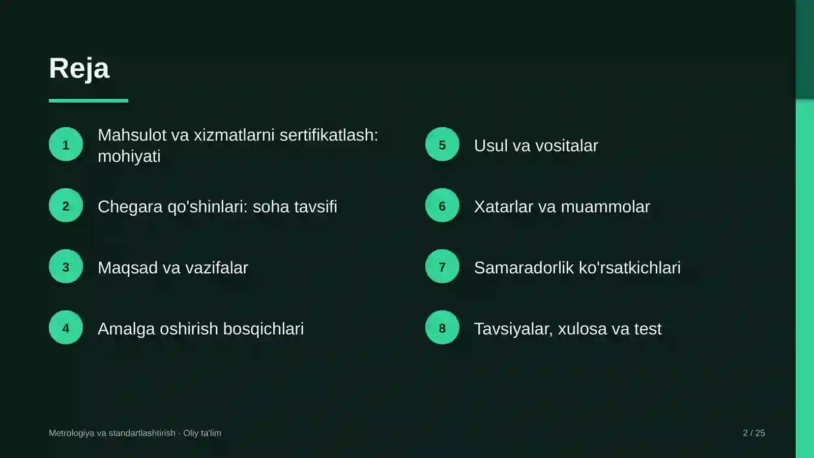 Metrologiya va standartlashtirish · Oliy ta'lim 2