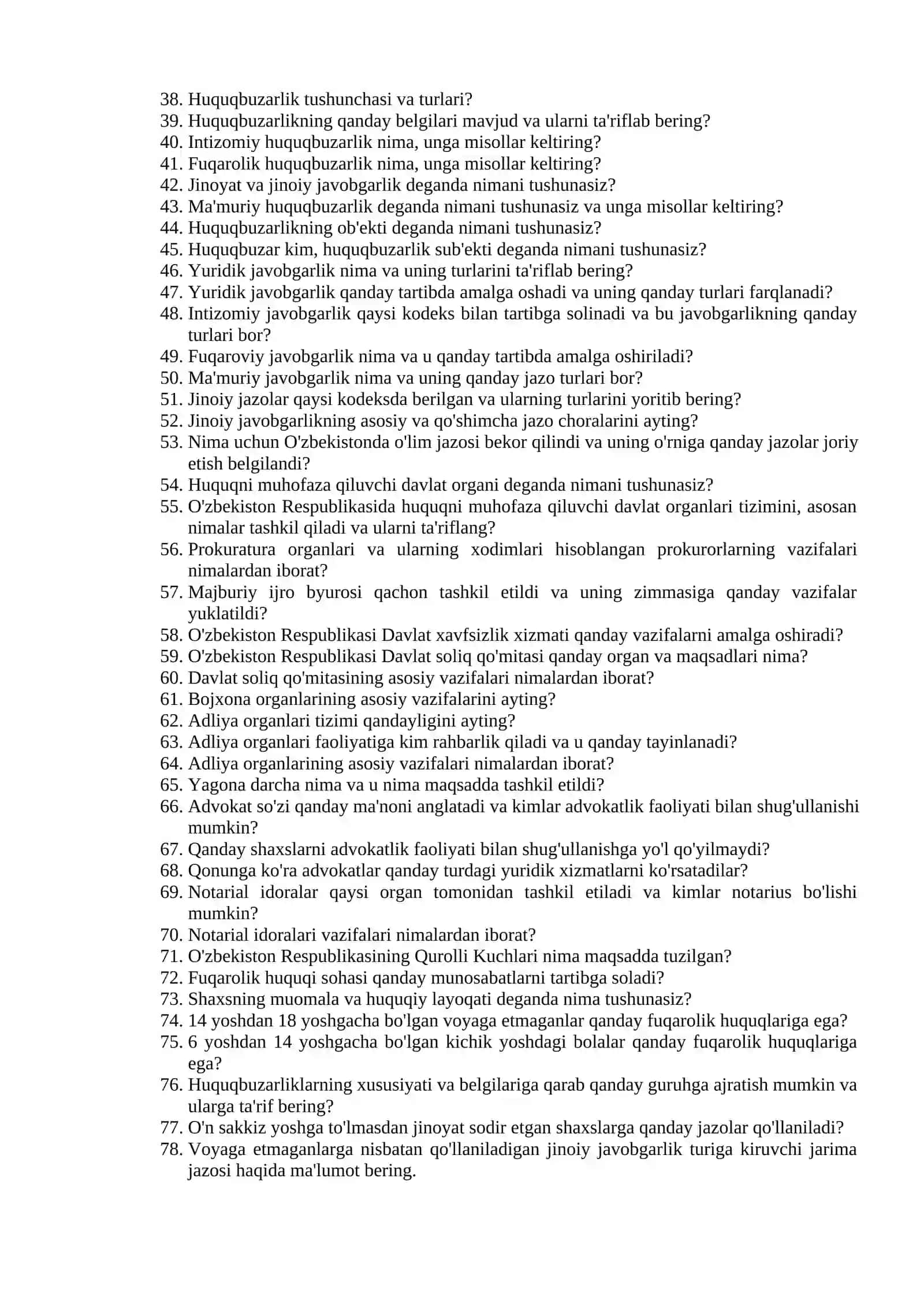 O'zbekiston Respublikasi Konstitutsiyasi bo'yicha savol-javoblar 2