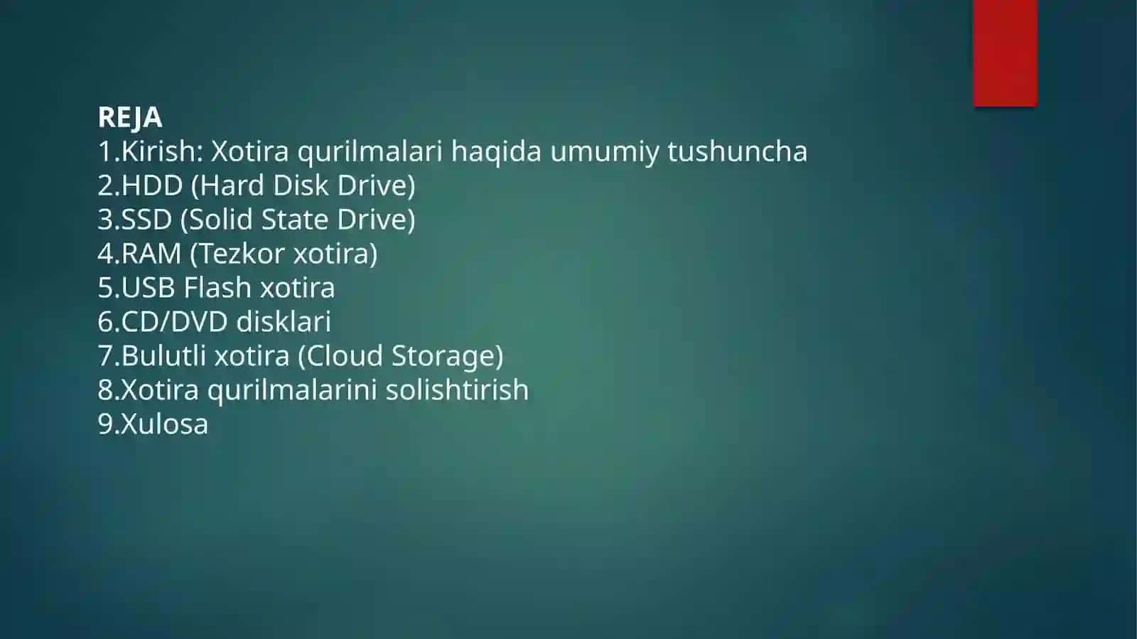 Turli xotira qurilmalarining afzalliklari va kamchiliklari 2