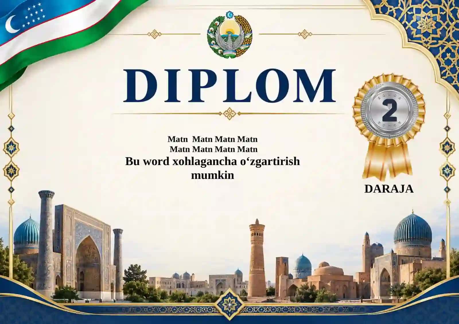Diplom shablon blanka 1-, 2- va 3-darajali, Word formatda o‘zgartiriladigan.docx 2