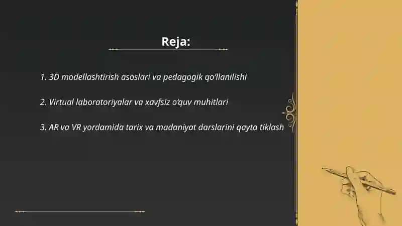 3D modellashtirish asoslari va pedagogik qo‘llanilishi 2