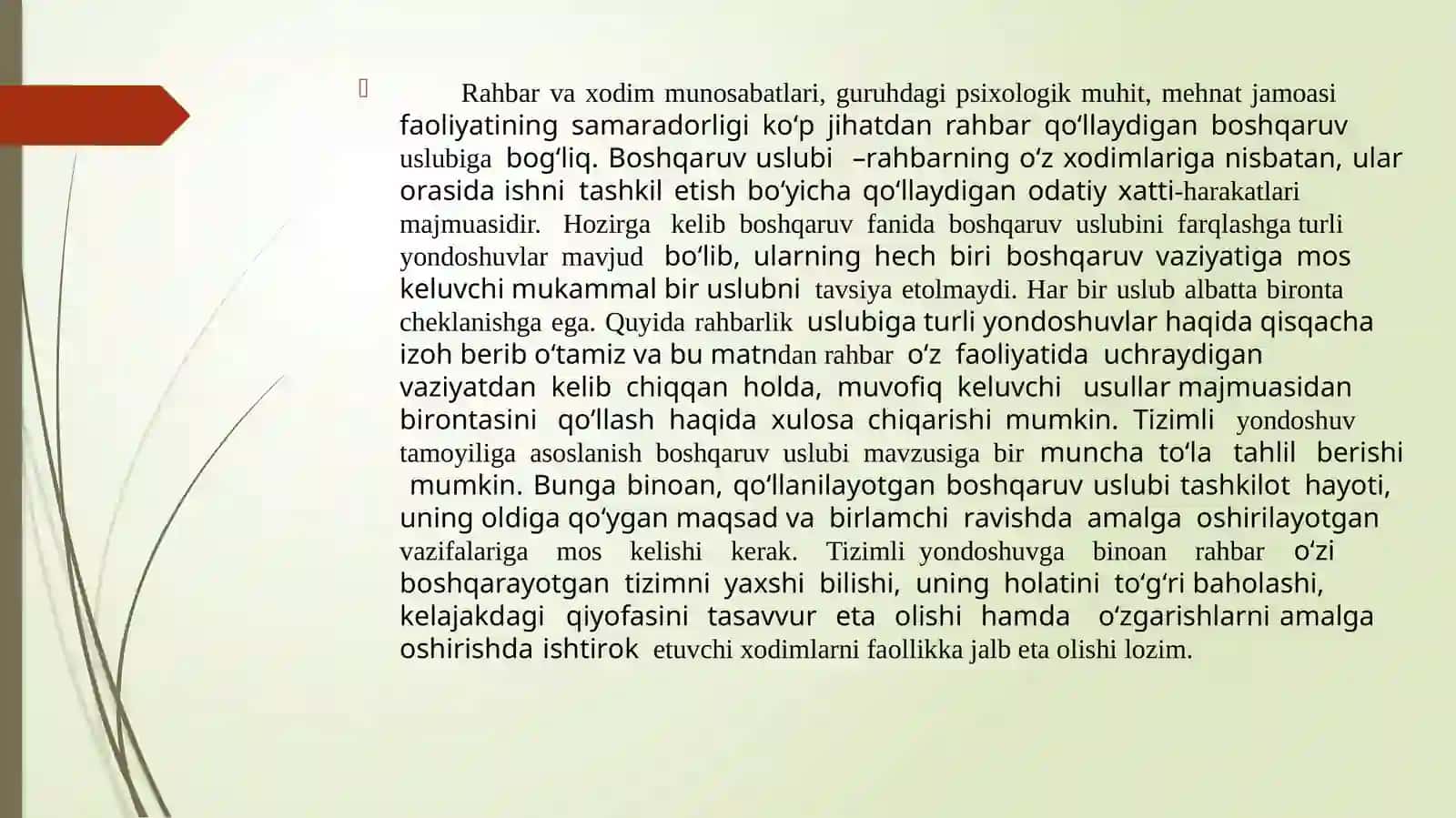 BOSHQARUV USLUBLARI VA ULARNING XUSUSIYATLARI 2