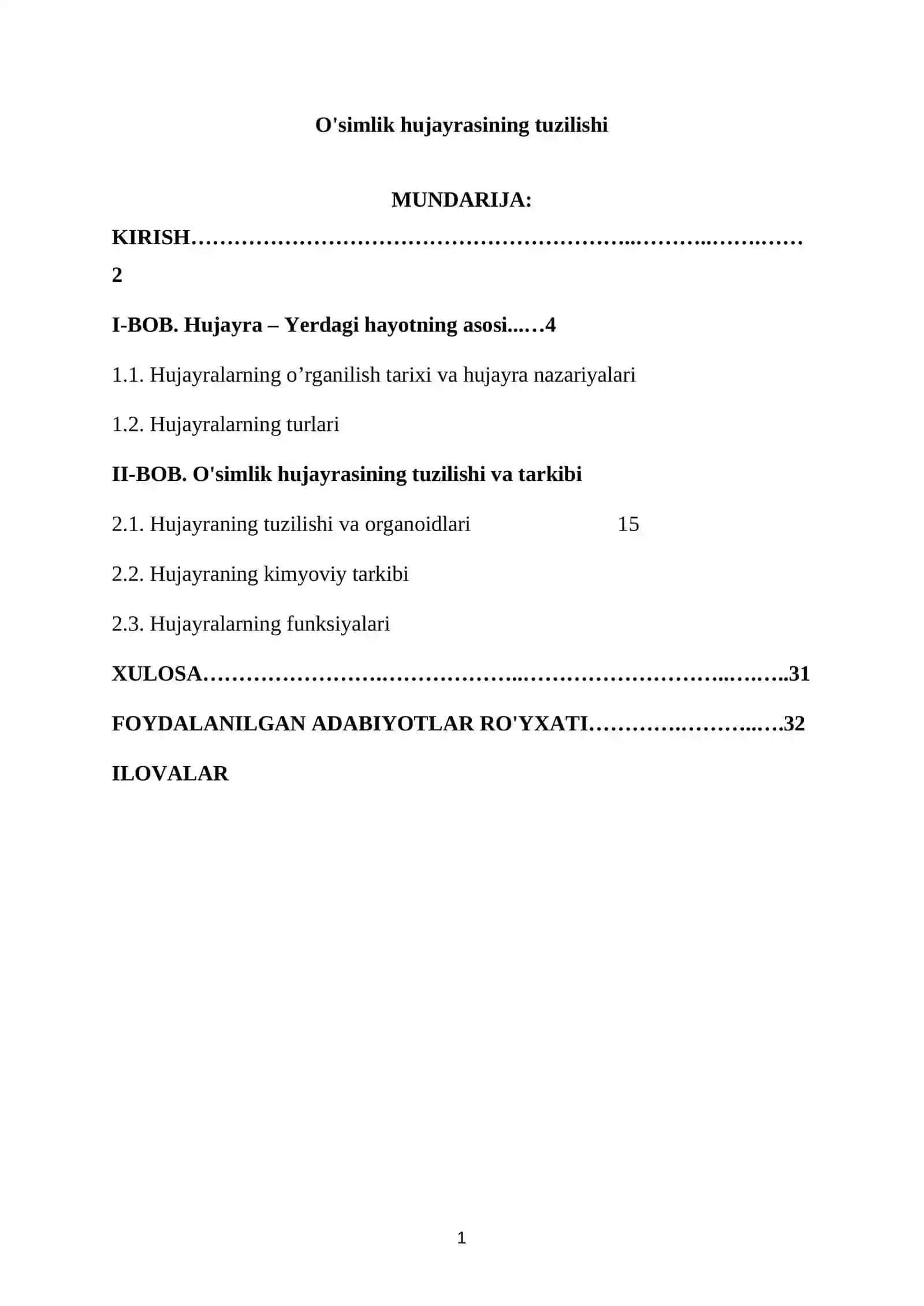O'simlik hujayrasining tuzilishi 2