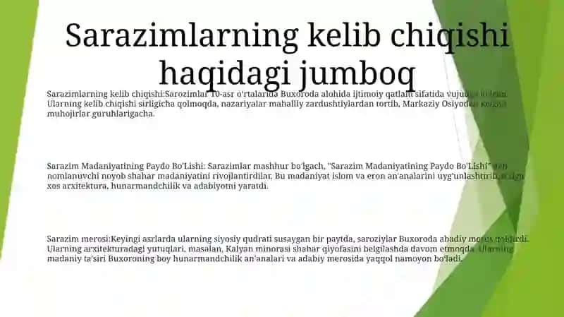 Sarazim Madaniyatining Paydo Bo'Lishi 2