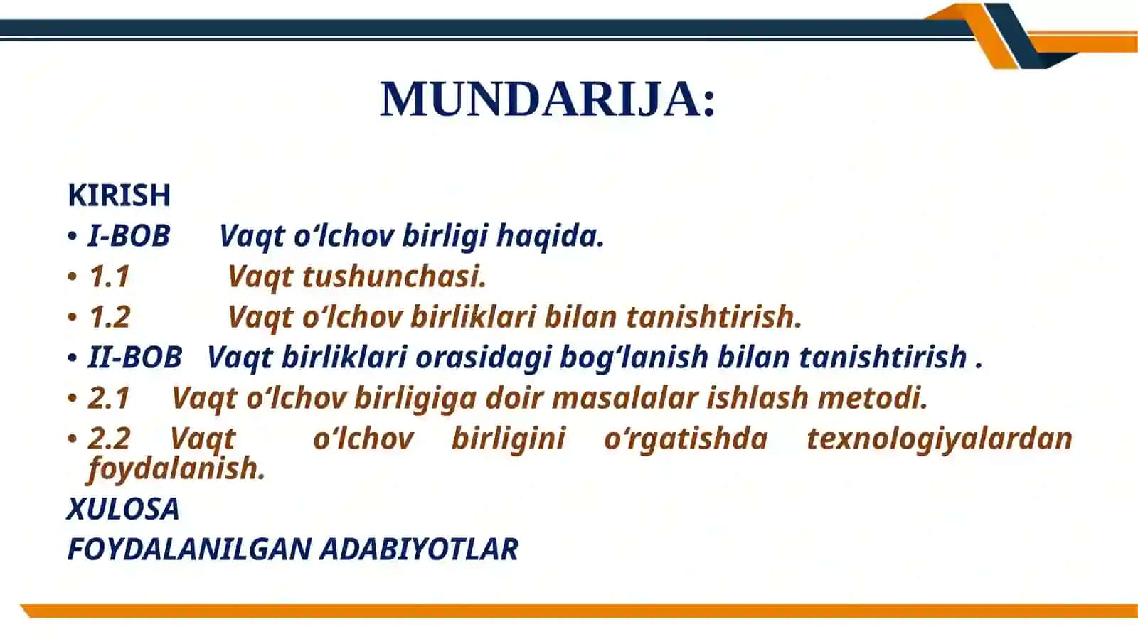 Vaqt o‘lchov birligi haqida 2