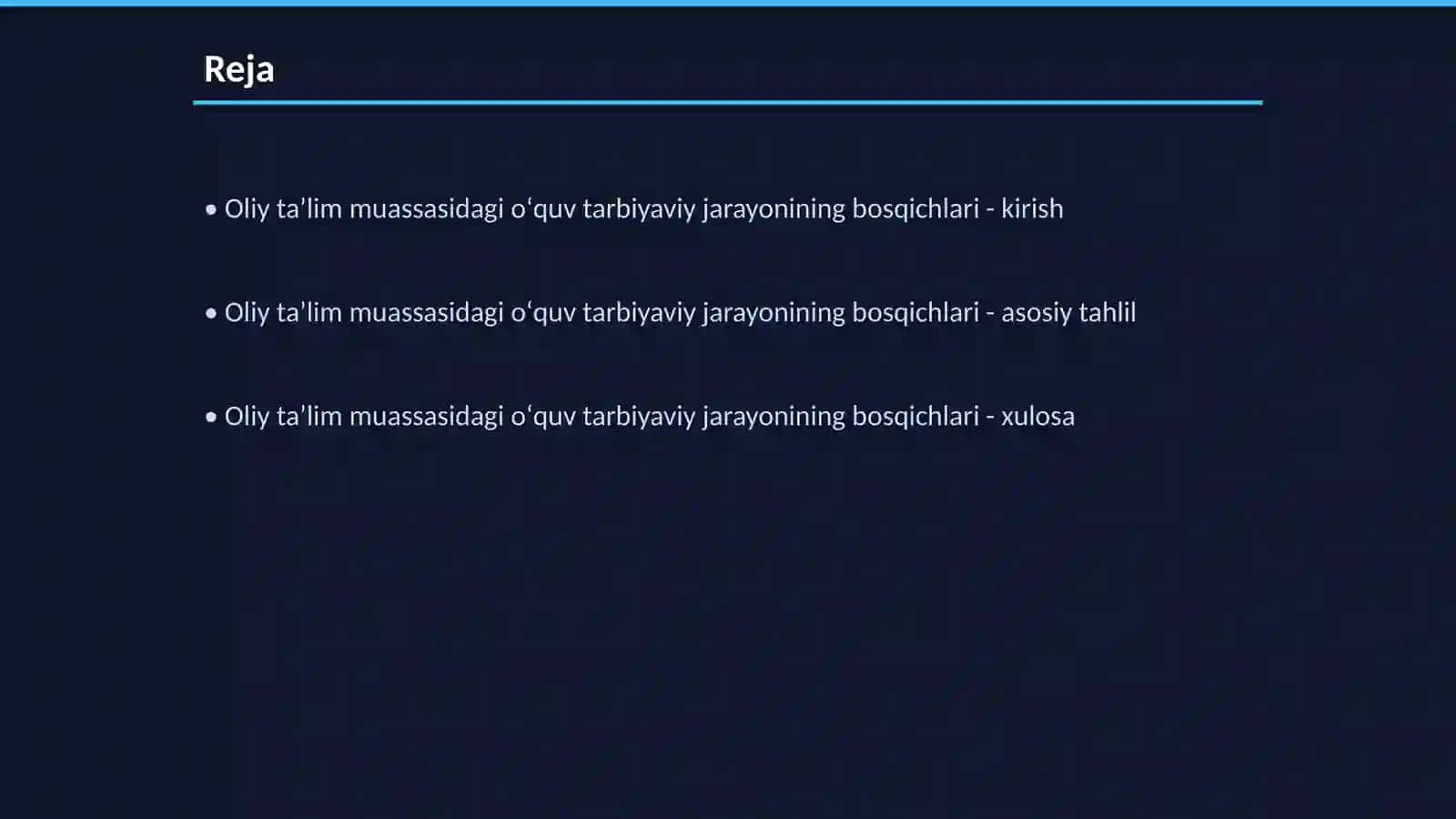 Oliy taʼlim muassasidagi oʻquv tarbiyaviy jarayonining bosqichlari 2