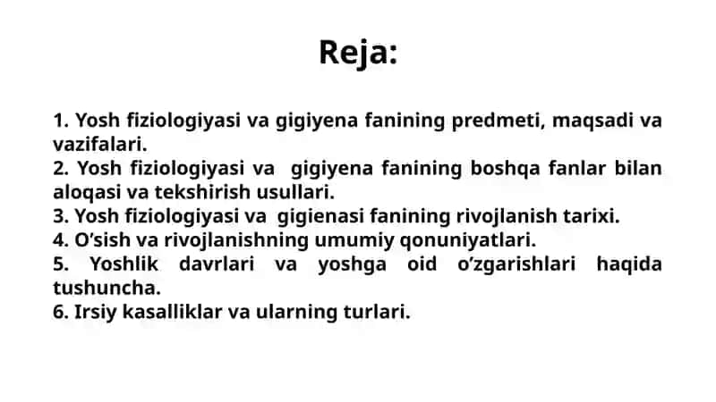 Yosh fiziologiyasi va gigiyena 2