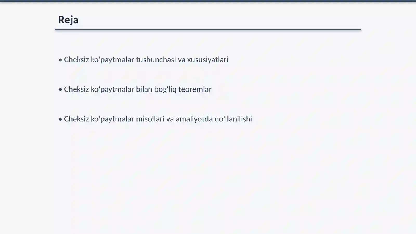Cheksiz koʻpaytmalar. Hisob fanidan 2