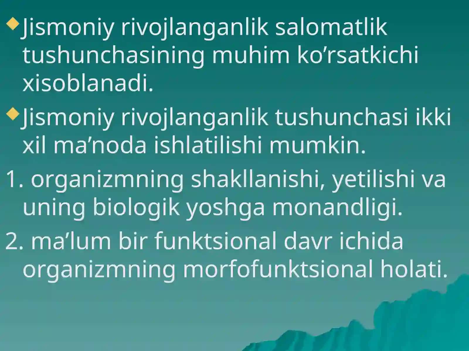 Jismoniy rivojlanish baholash 2