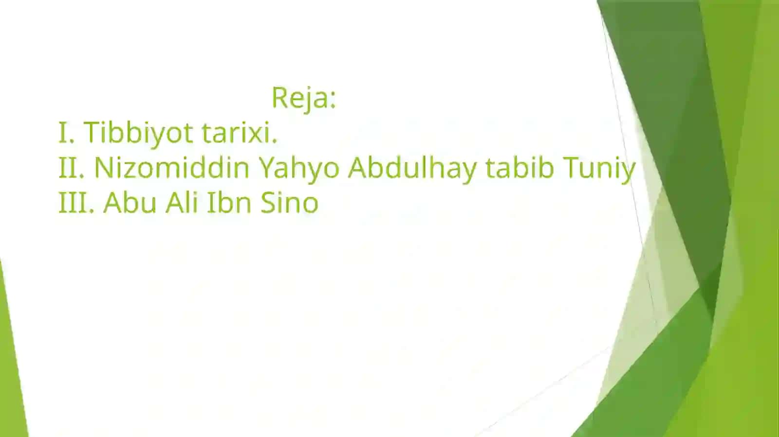 Tibbiyot Tarixi Taqdimoti 2