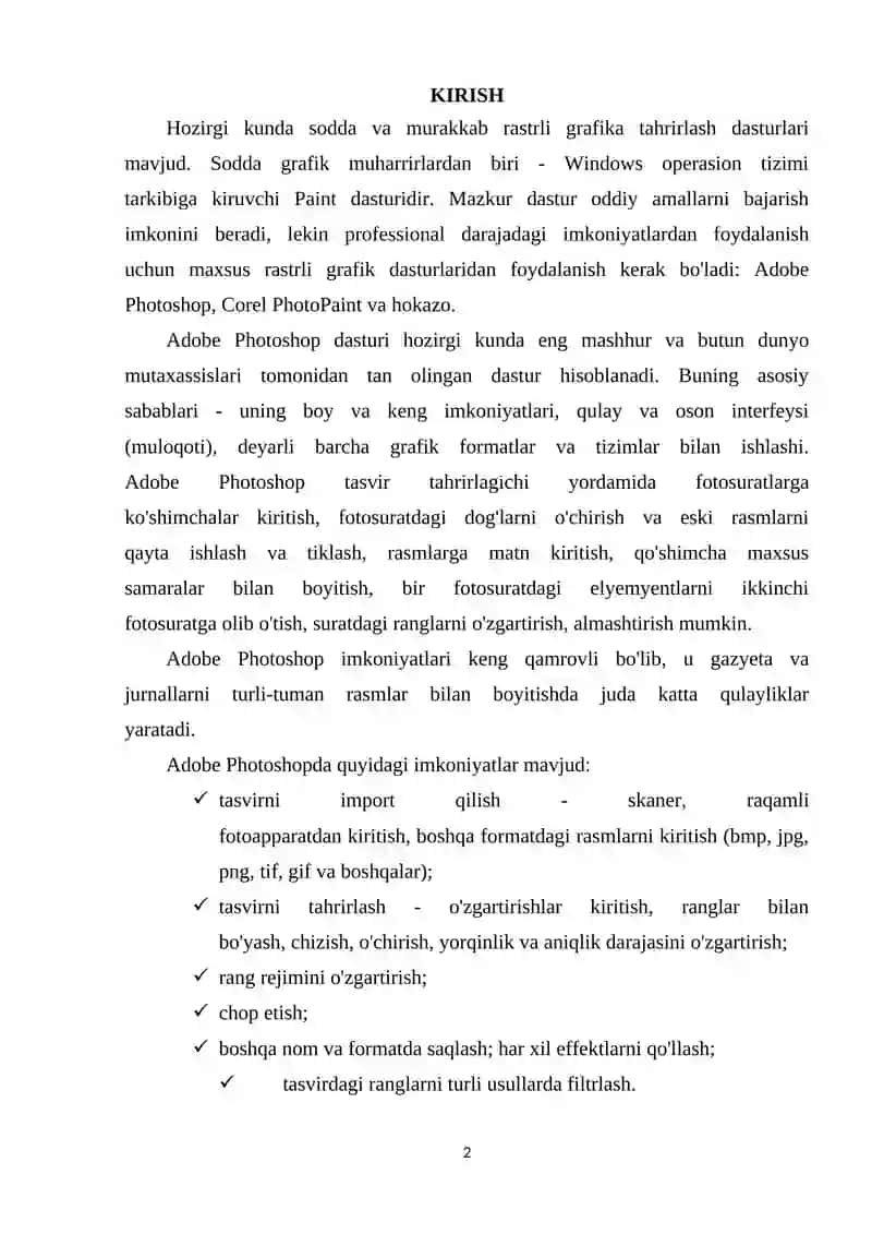 ADOBE PHOTOSHOP DASTURIDA MATN VA KONTURLAR BILAN ISHLASH TEXNOLOGIYASI 2