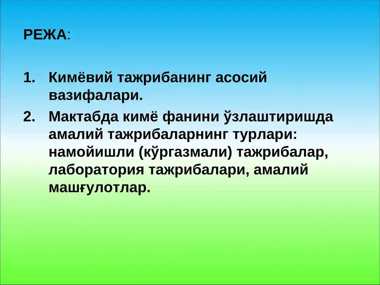 Kimyo Tazribo 2