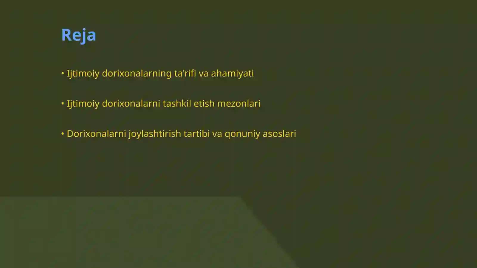 Ijtimoiy dorixonalarni tashkil etish, joylashtirish tartibi vazifalari va funksiyalari 2