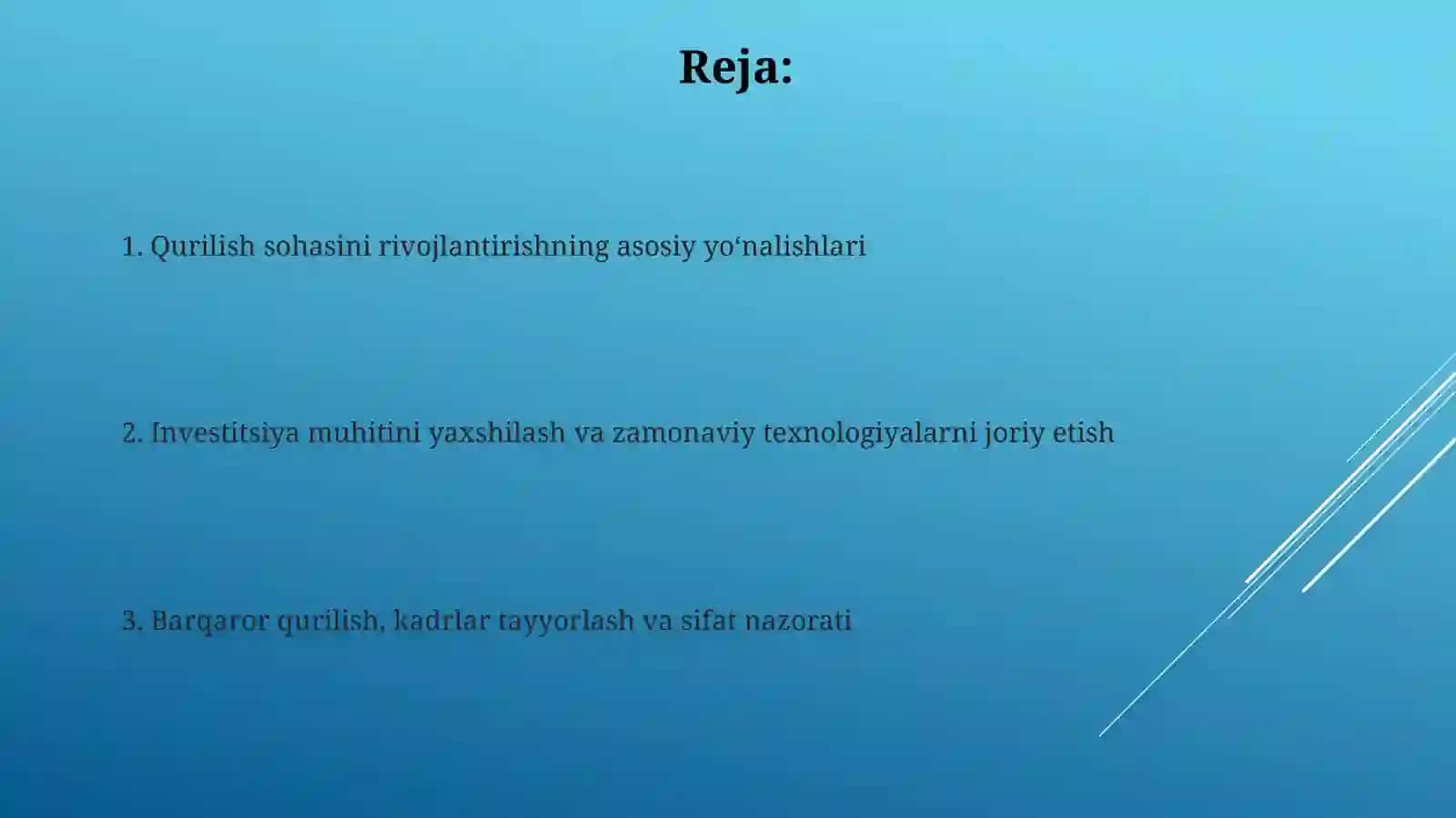 Oʻzbekistonda qurilish sohasini rivojlantirishning yoʻnalishlari 2