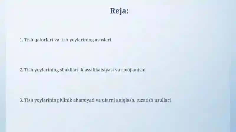 Tish yoylarining shakllari. Tish va tish yoylari 2