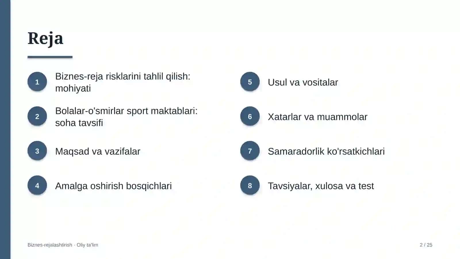 bolalar o'smirlar sport maktablarida biznes reja risklarini tahlil qilish 9385 2