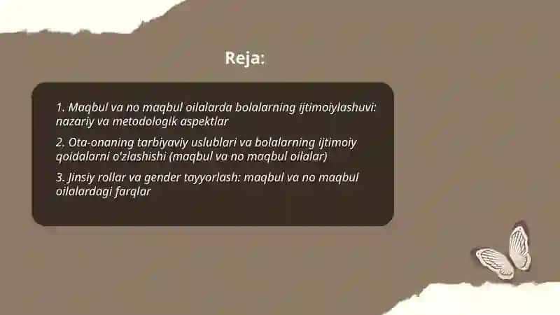Maqbul va no maqbul oilalarda bolalarning intimoiylashuvidagi o'ziga xoslikni o'rganish 2