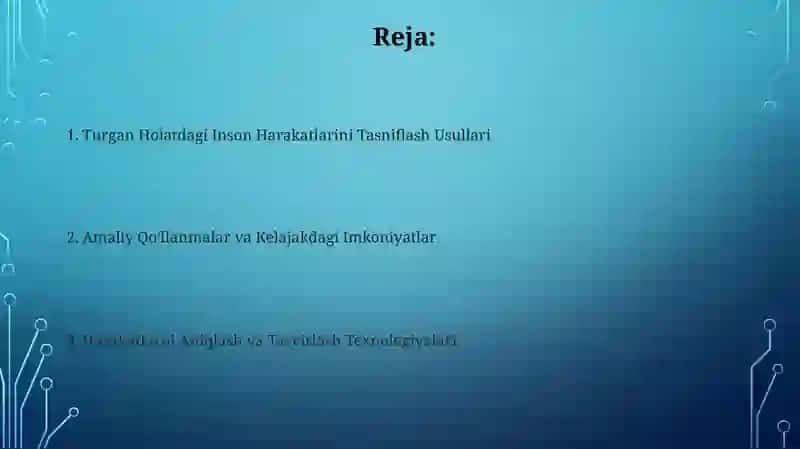 Odamning tik holdagi harakatlarining klassifikatsiyasi 2