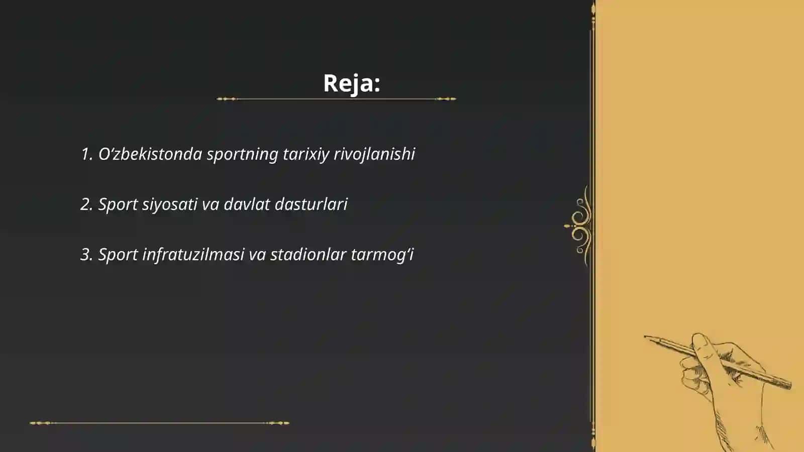 Oʻzbekistonda sportning tutgan o'rni, ahamiyati va rivojlanishi Suvonova Xushruy 2