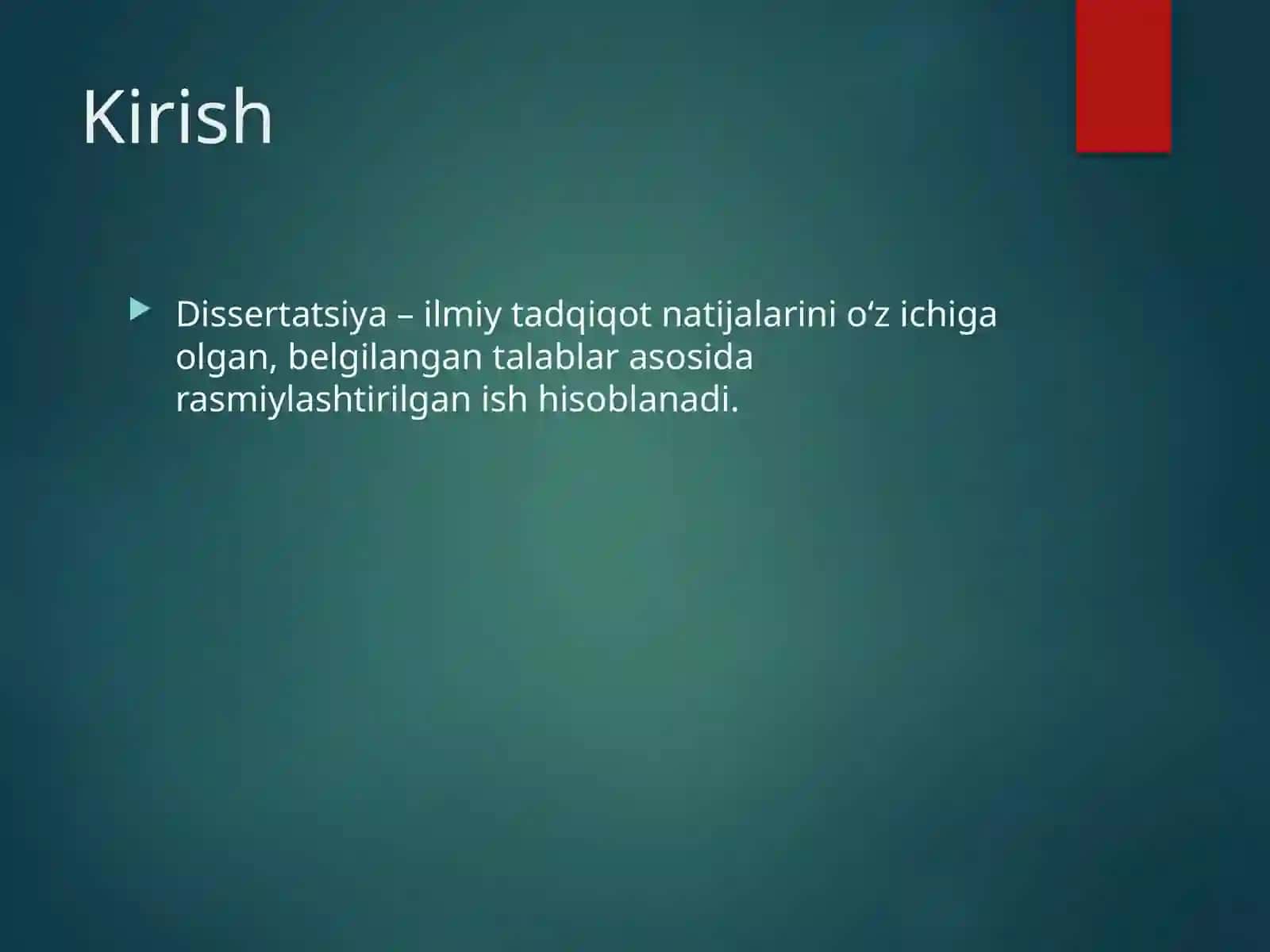 Dissertatsiyani Tuzilishi, Rasmiylashtirishga Qo‘yiladigan Talablar va Himoyani Tashkil Etish 2