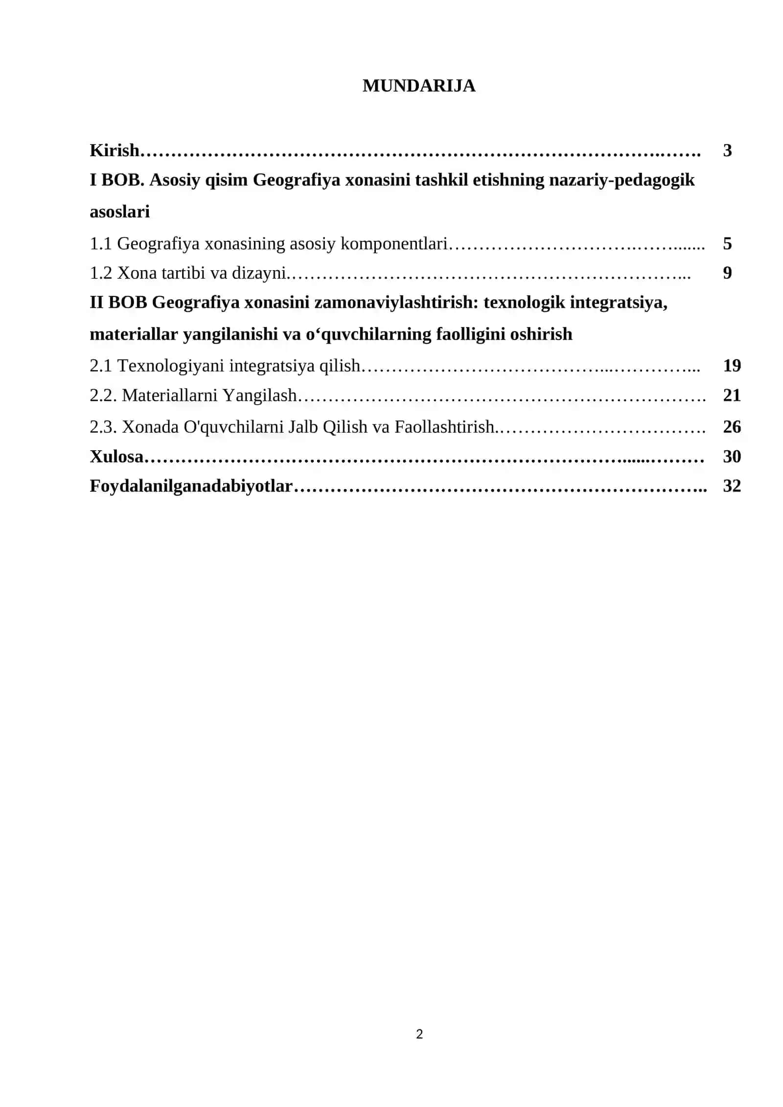 Geografiya va tabiiy fan o'qitish metodikasi 2