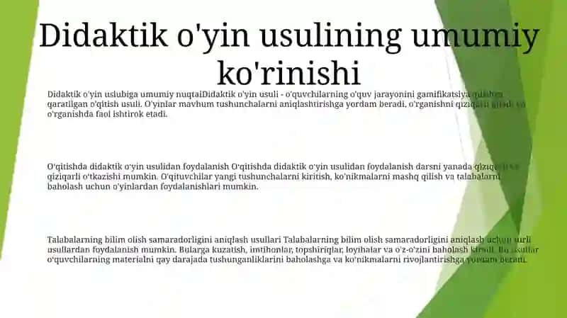 O'Qitishni Tashkil Qilishda Didaktik O'Yin Metodidan Foydalanish 2