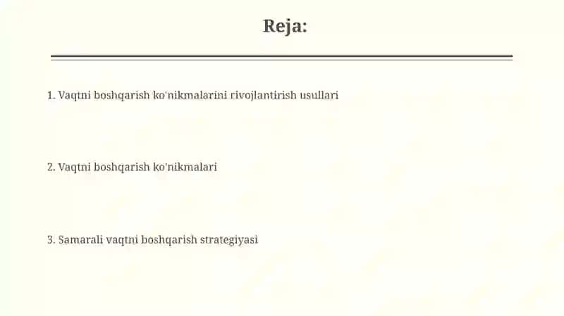 Vaqtni boshqarish koʻnikmalarini rivojlantirish 2