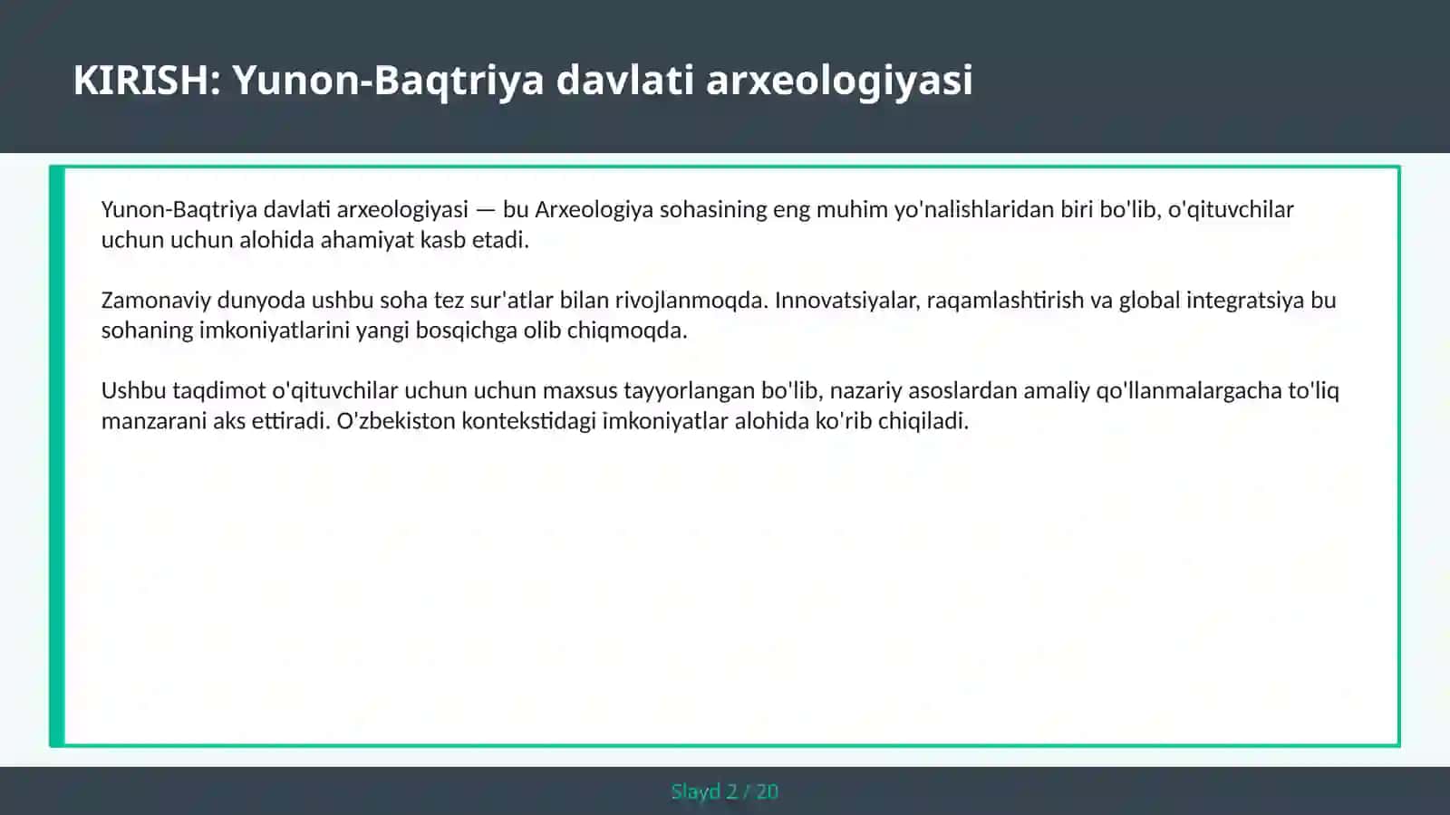 Yunon-Baqtriya Davlati Arxeologiyasi 2