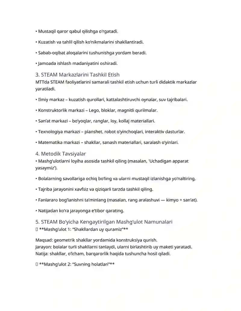 MAKTABGACHA TA'LIM TASHKILOTLARIDA STEAM TEXNOLOGIYASINI QO'LLASH 2