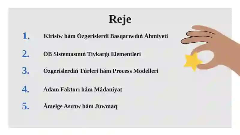 Ozgerislerdi basqariw sistemasinin duzilisi (Qaraqalpaq tilinde) 2