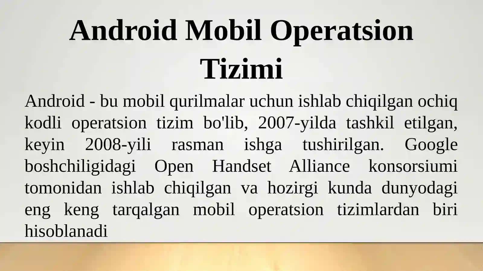 Android Mobil Operatsion Tizimi 2