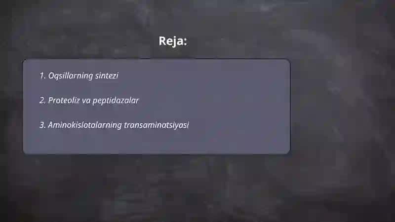 Oqsillar almashinuvi 2