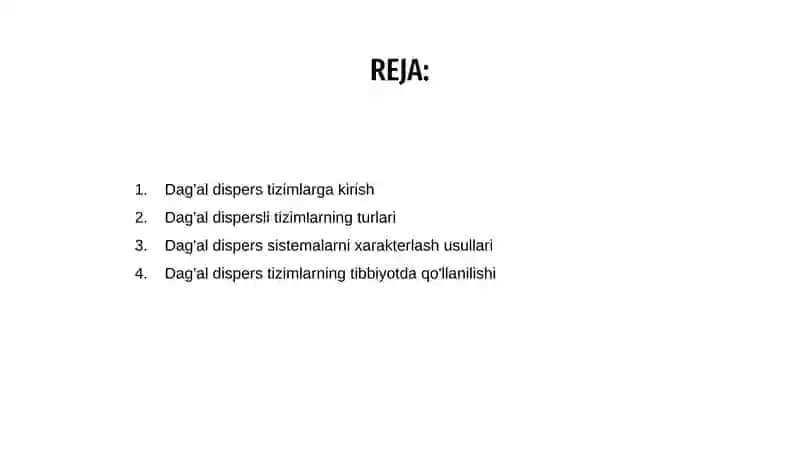 Dag'al dispers sistemalarning xossalari. Ularni tibbiyotda va farmakologiyada ishlatilishi 2