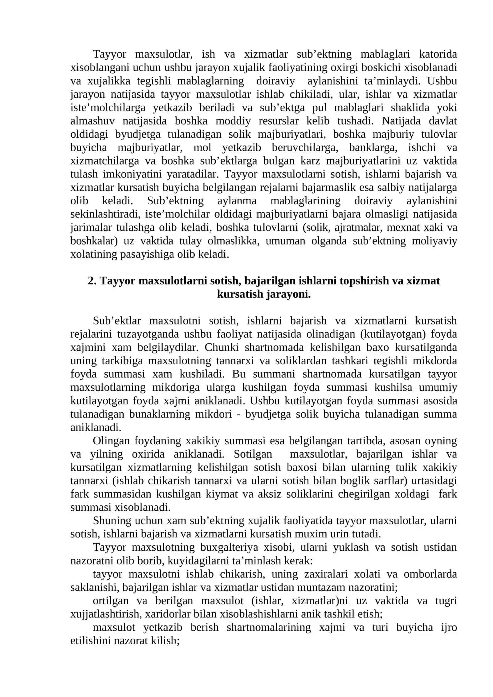 Tayyor mahsulotlar va ularning sotilishini hisobga olish 2