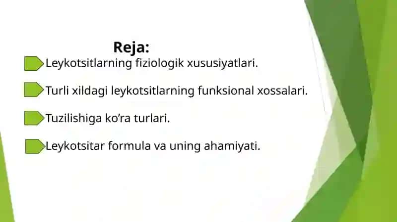 Leykotsitlar va ularning xususiyatlari 2