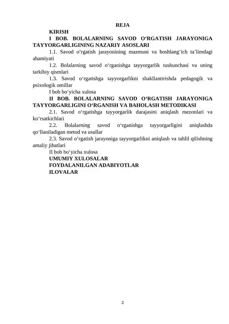 Bolalarning savod o‘rgatish jarayoniga tayyorgarligini o‘rganish 2