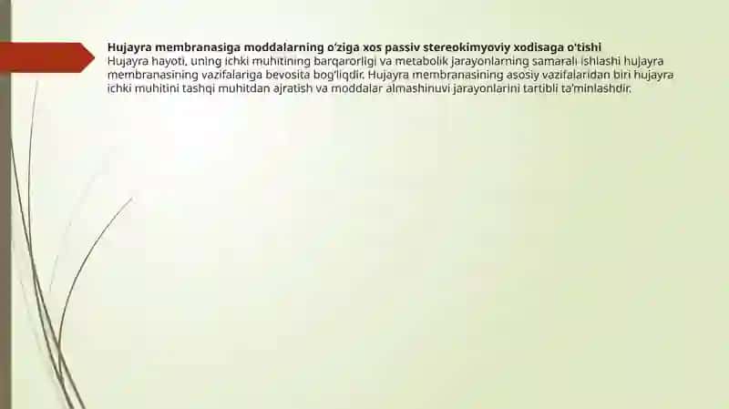 Passiv stereokimyoviy o'tish 2