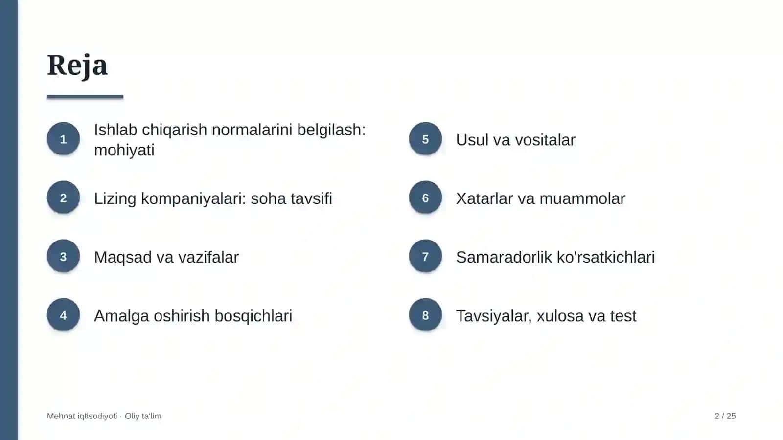 Lizing kompaniyalarida ishlab chiqarish normalarini belgilash 2