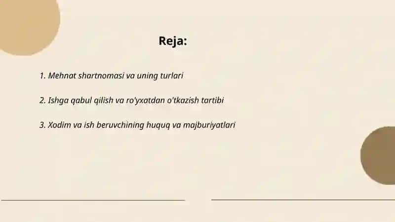 Mehnatga oid huquqiy munosabatlar 2