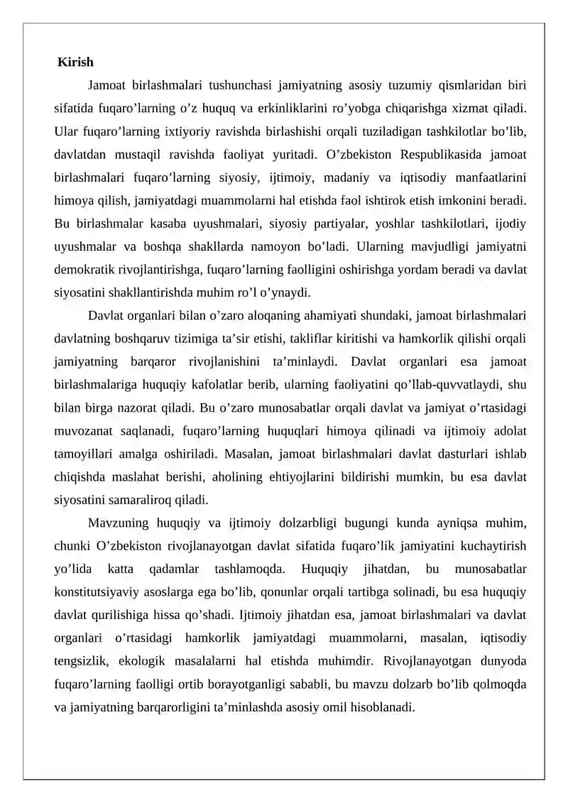 Jamoat birlashmalari va davlat organlarining o'zaro munosabatlari 2
