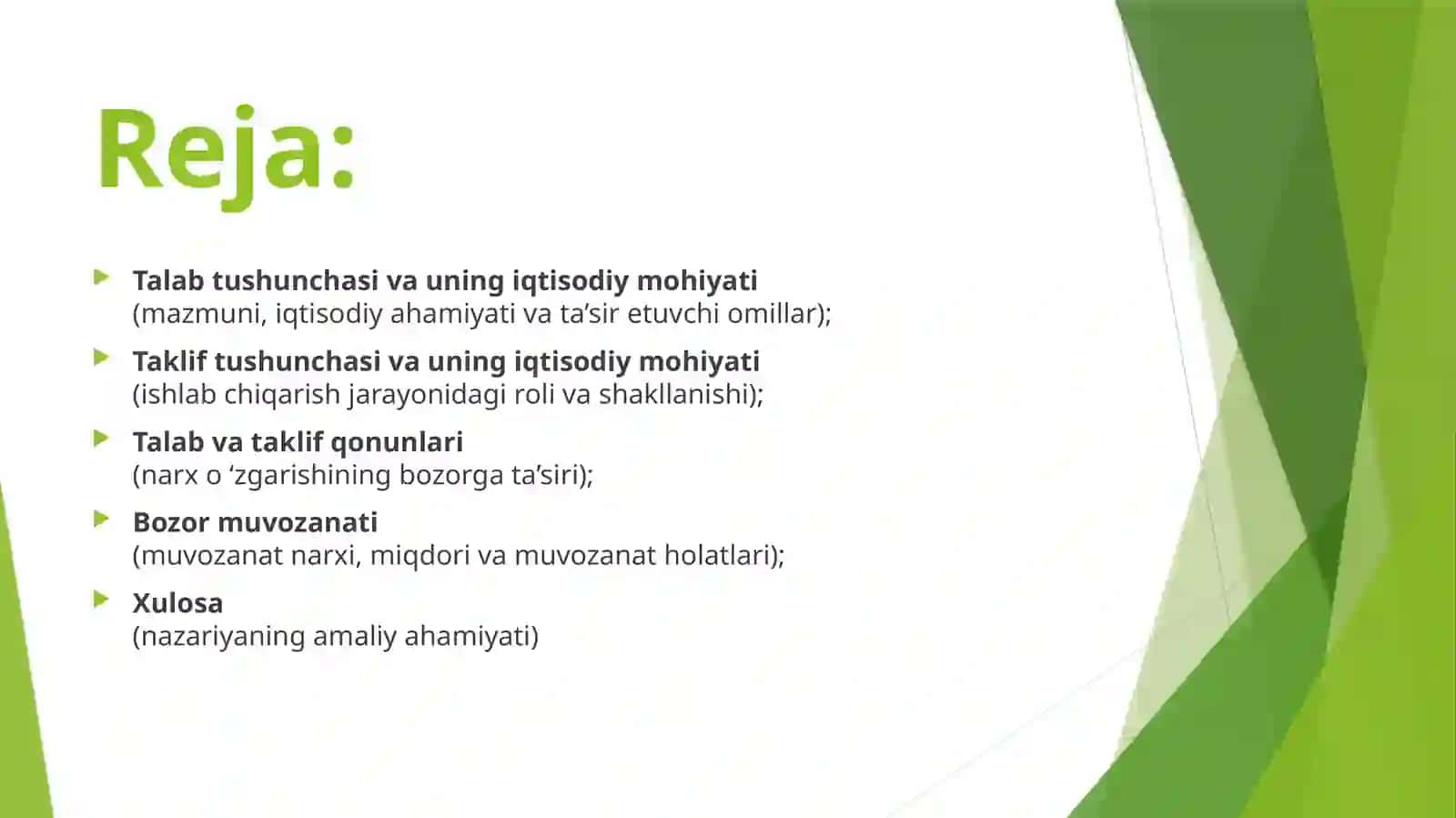 Talab va taklif nazariyasi 2