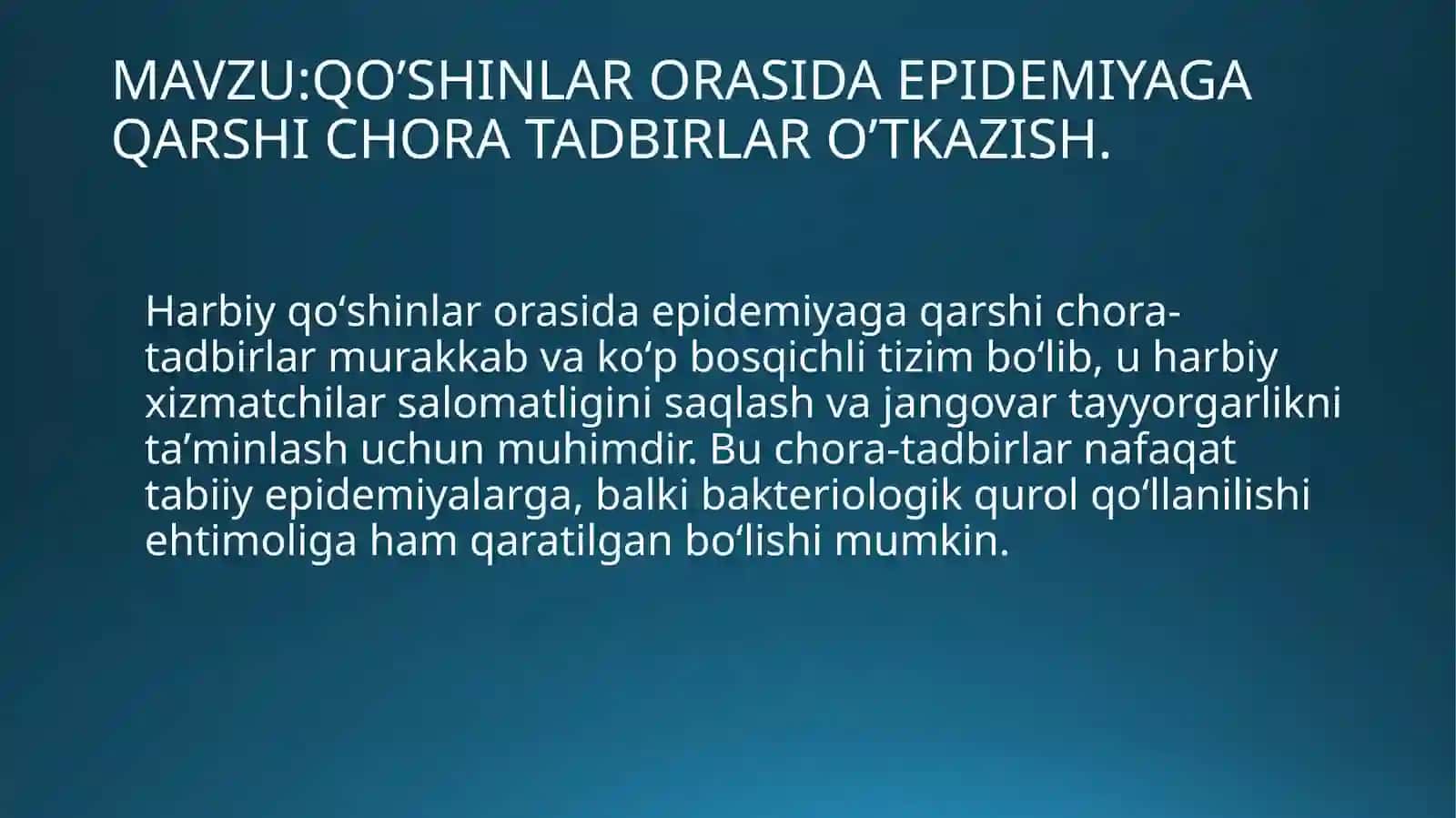 QO’SHINLAR ORASIDA EPIDEMIYAGA QARSHI CHORA TADBIRLAR O’TKAZISH 2