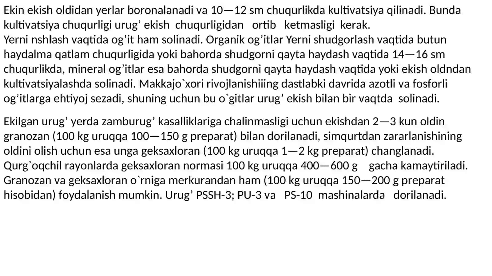 Makkajo’xori yetishtirish va o’rib-yig’ib olish. Bir va ko’p yillik o’tlar yetishtirish va yig’ib olish 2