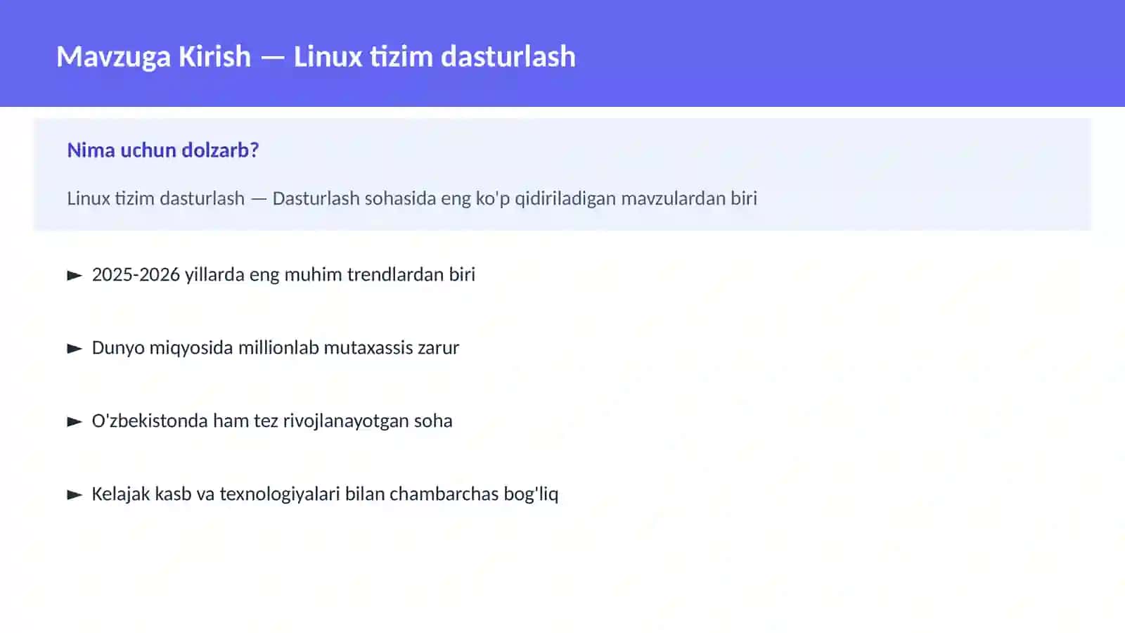 Linux tizim dasturlash 2