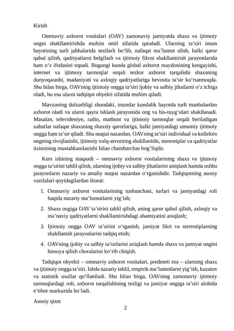 Ommaviy axborot vositalarining shaxs ijtimoiy ongini tasiri 2